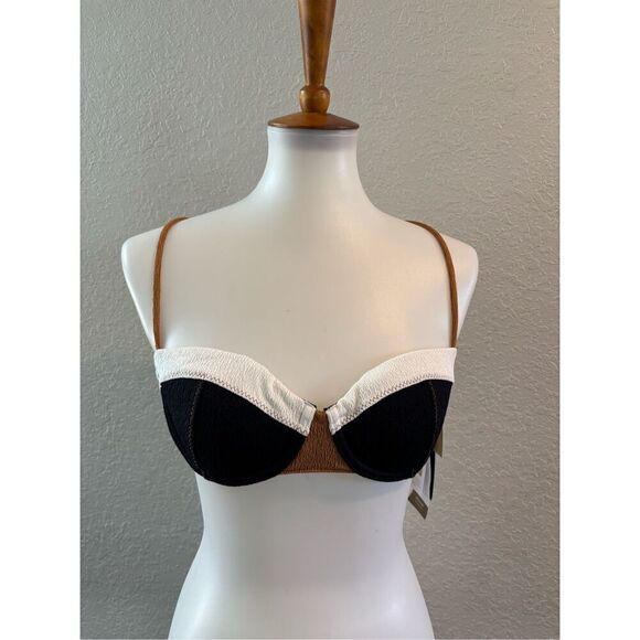 NWT Vix Paula Hermanny Firenze block print black/tan/white bikini XS/M - Picture 1 of 11